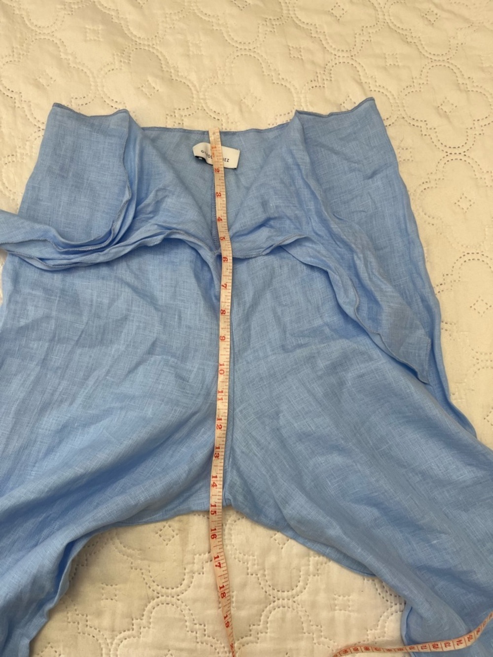 Gil Rodriguez Blue 100% Linen Wide Leg Pants Tie Waist Size XS - Picture 6 of 17